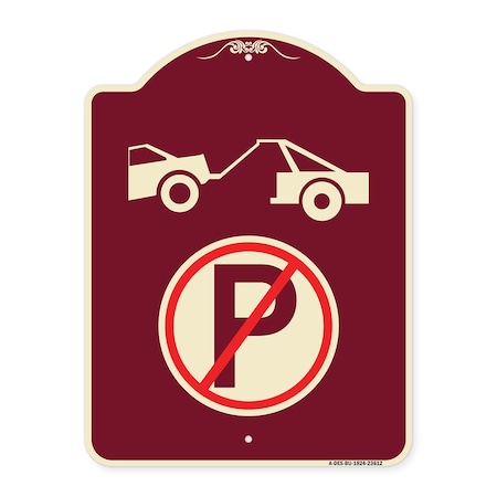 Signmission No Parking Tow Away Zone Symbol Heavy-Gauge Aluminum Architectural Sign, 24" x 18", BU-1824-23612 A-DES-BU-1824-23612